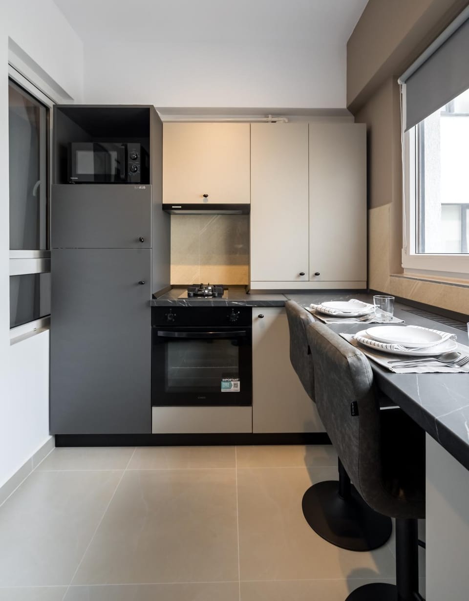 Kitchen or kitchenette, oven, stove