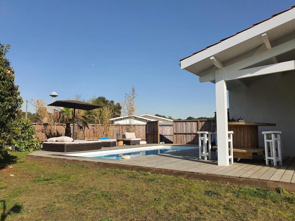 Patio, Garden, Swimming pool, sunbed
