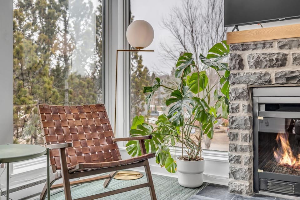 Seating area, fireplace