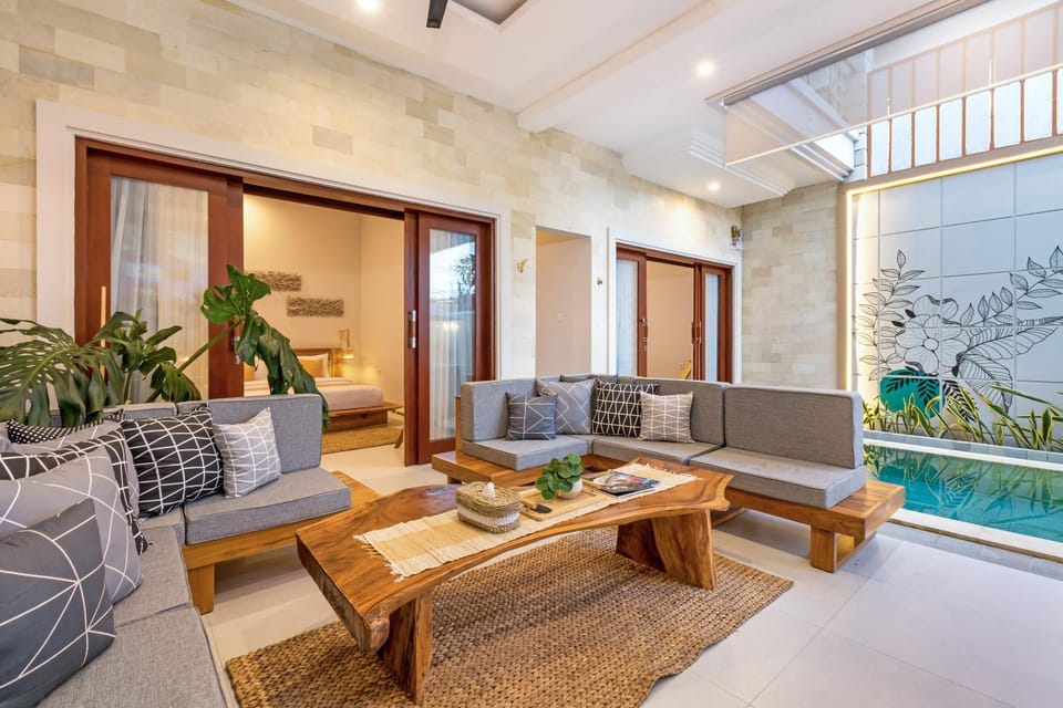 Living room, Seating area, Pool view, Swimming pool, sunbed
