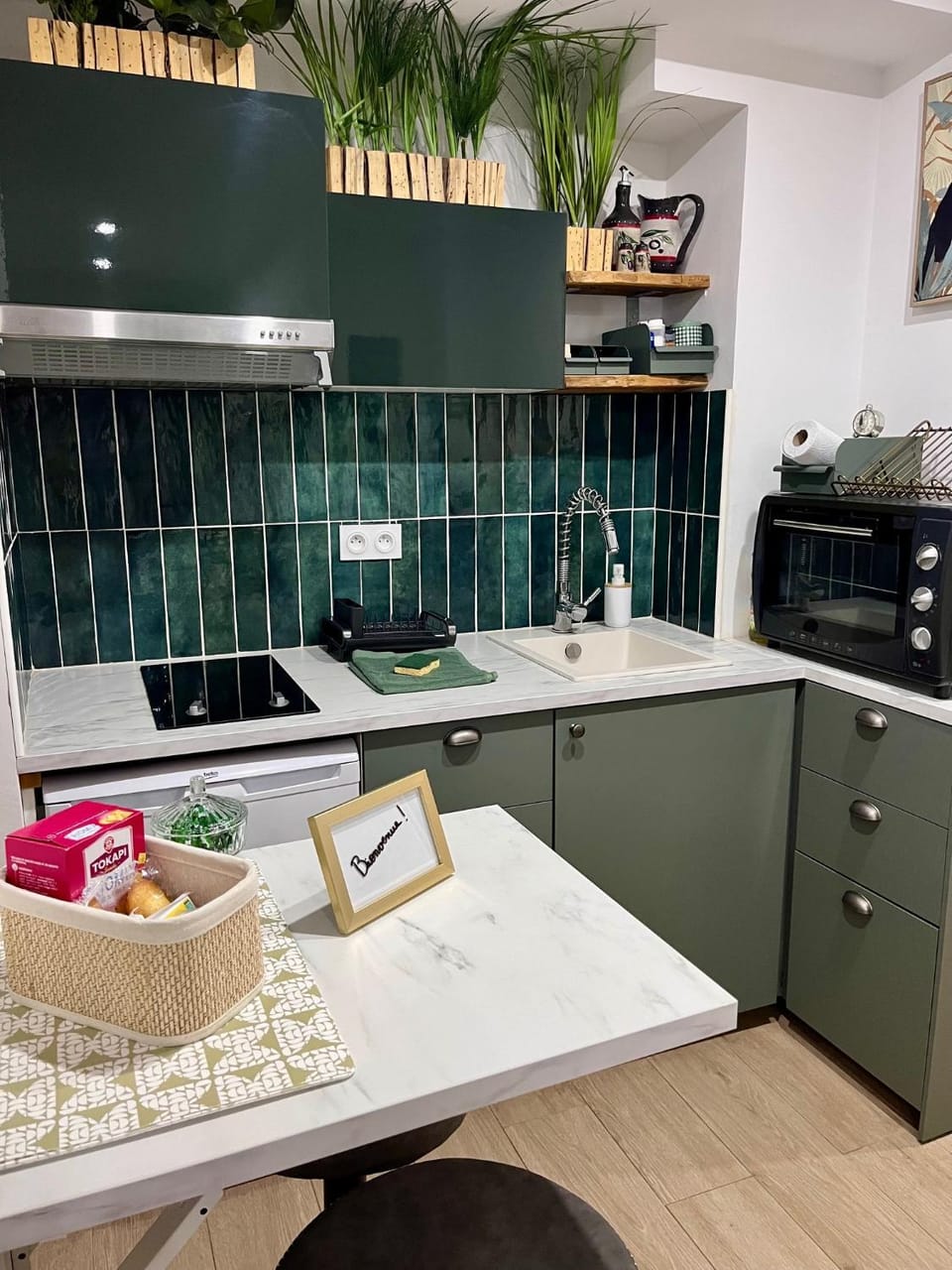 Kitchen or kitchenette, dishwasher