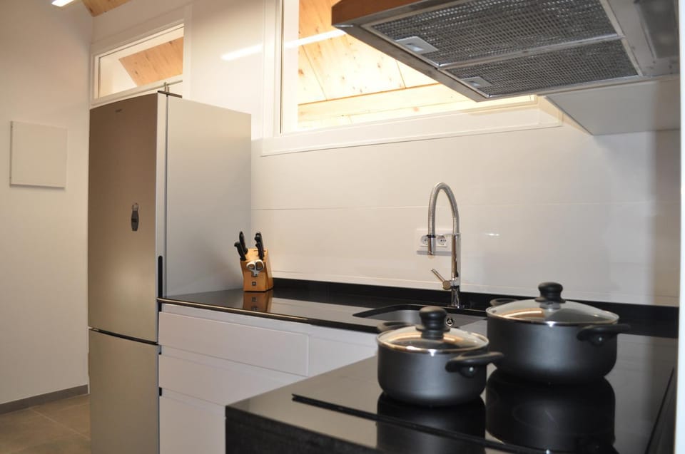 Kitchen or kitchenette, stove, kitchen