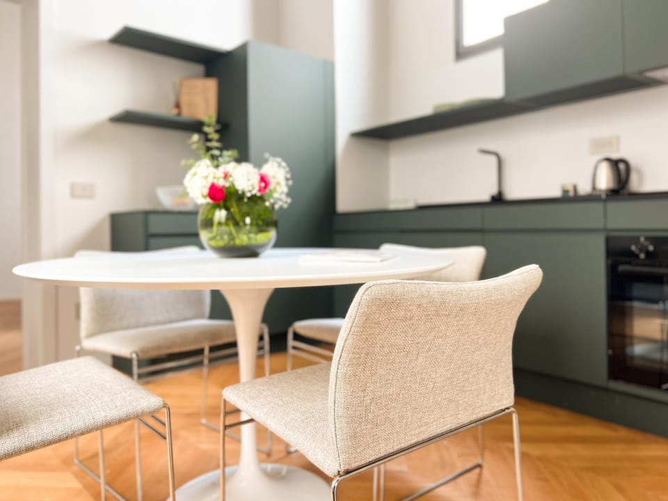 Kitchen or kitchenette, Living room, Dining area, stove
