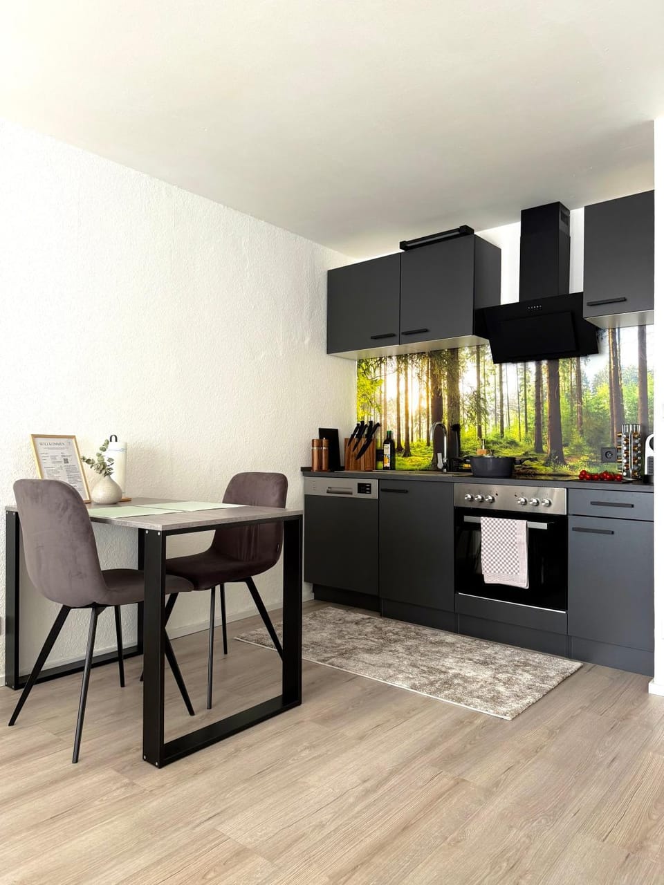 Kitchen or kitchenette, oven, stove, toaster, kitchen