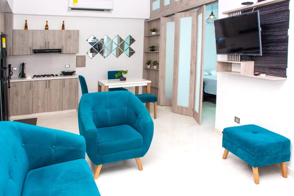 Kitchen or kitchenette, Living room, Seating area
