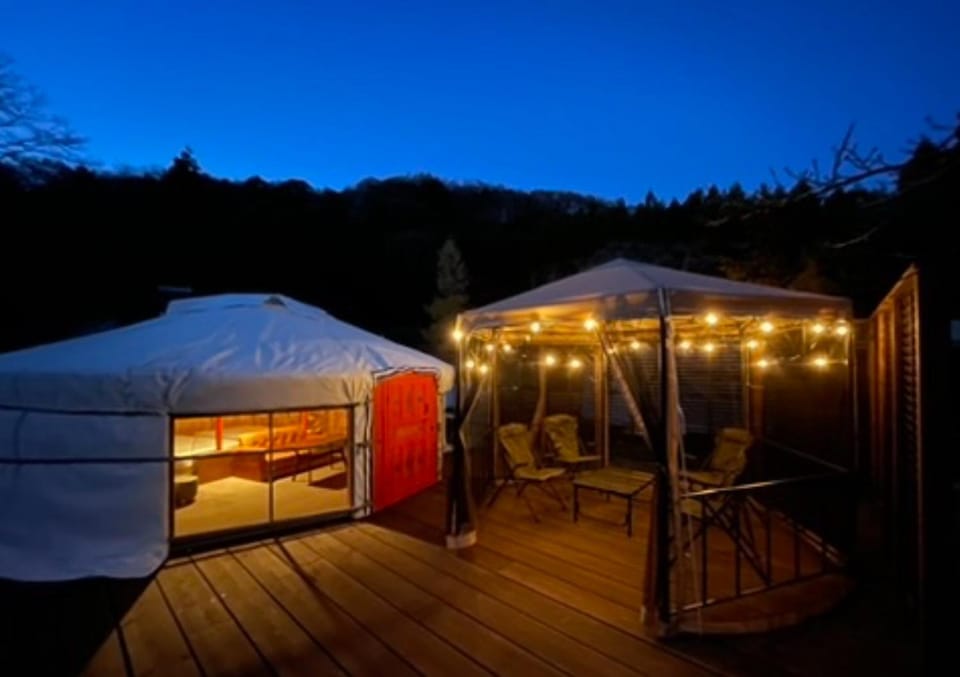 Patio, Night, Natural landscape