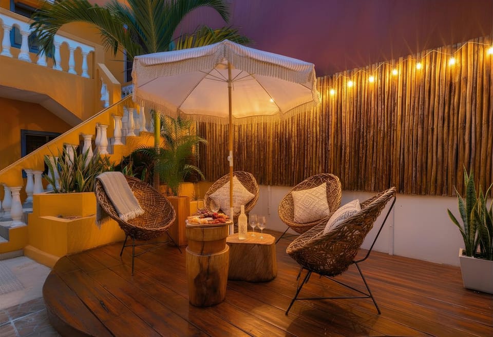 Patio, Night, Balcony/Terrace, Seating area