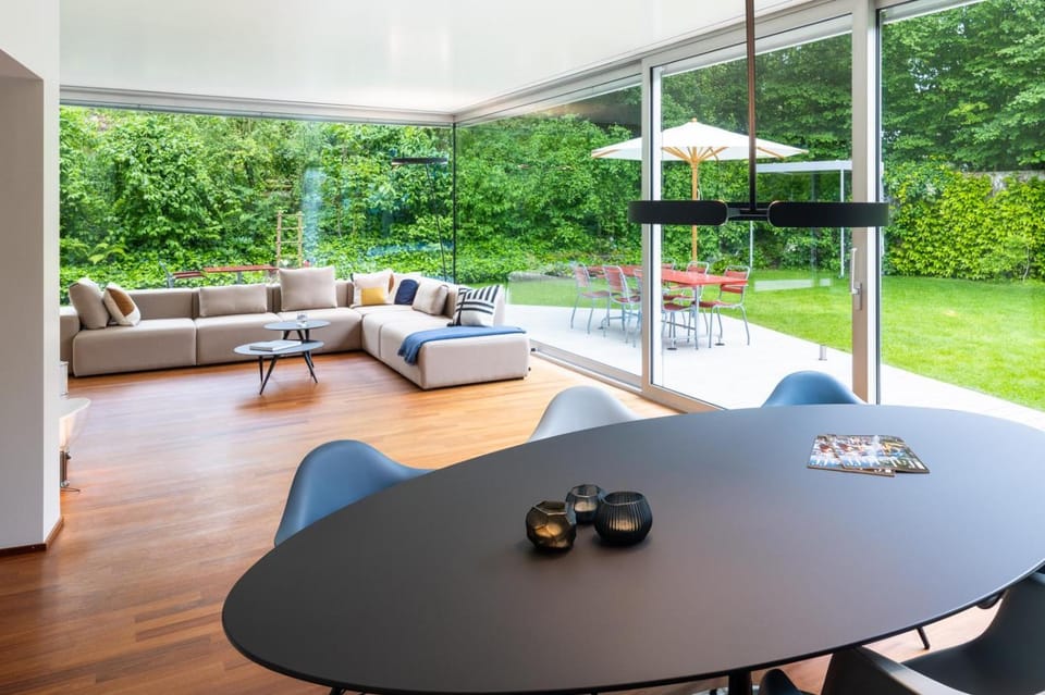 Patio, Spring, Day, Garden, View (from property/room), Balcony/Terrace, Living room, Seating area, Dining area, Garden view