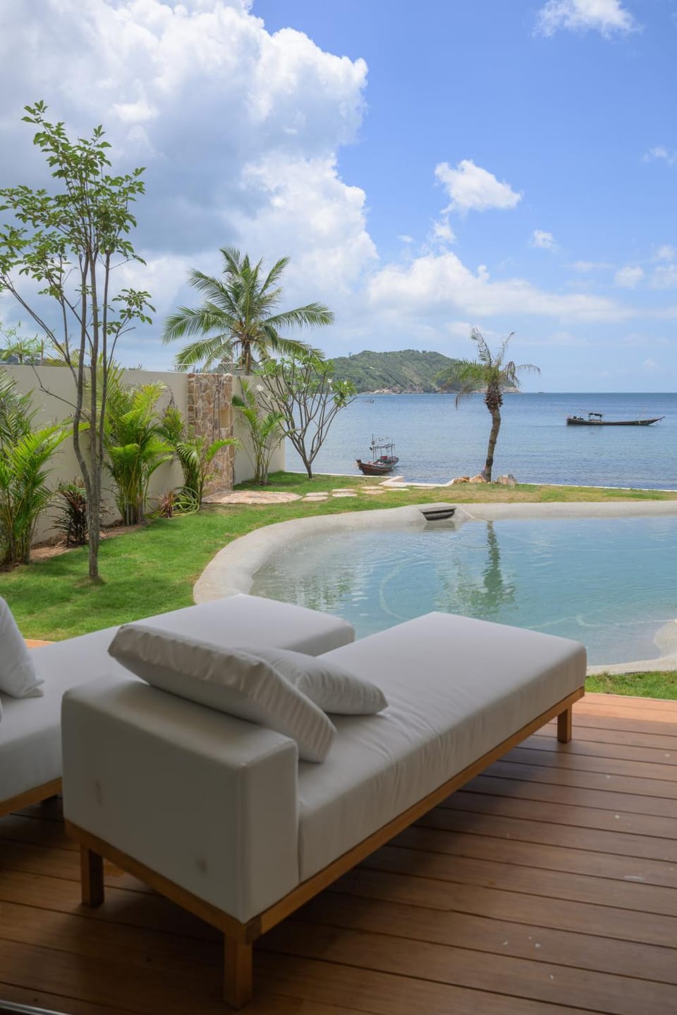 Pool view, Sea view, sunbed