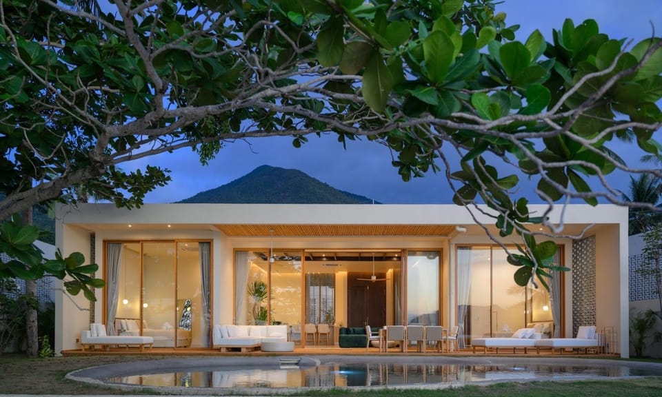 Property building, Night, Pool view, Swimming pool