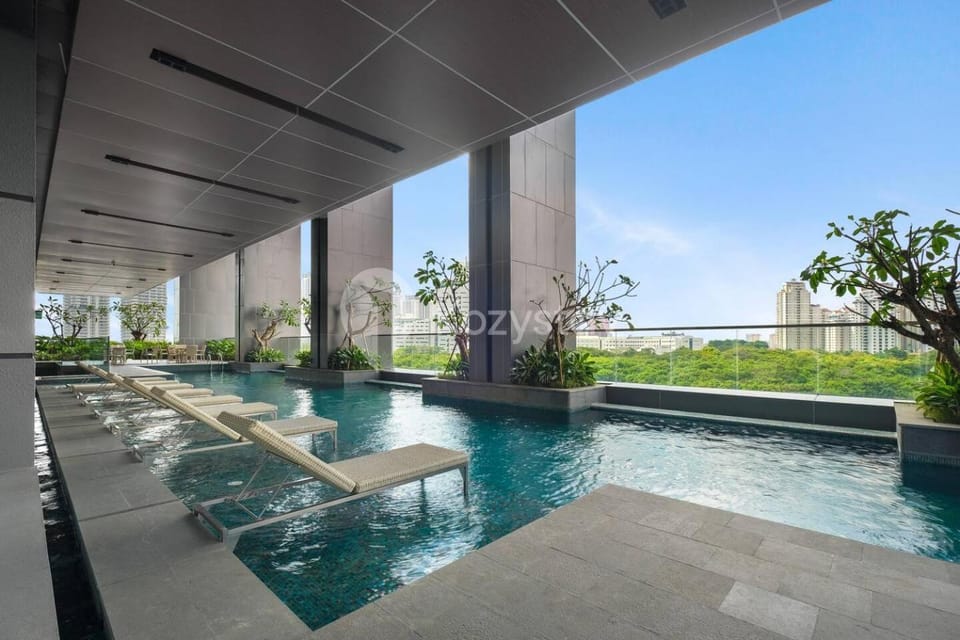 View (from property/room), Balcony/Terrace, Pool view, Swimming pool, sunbed