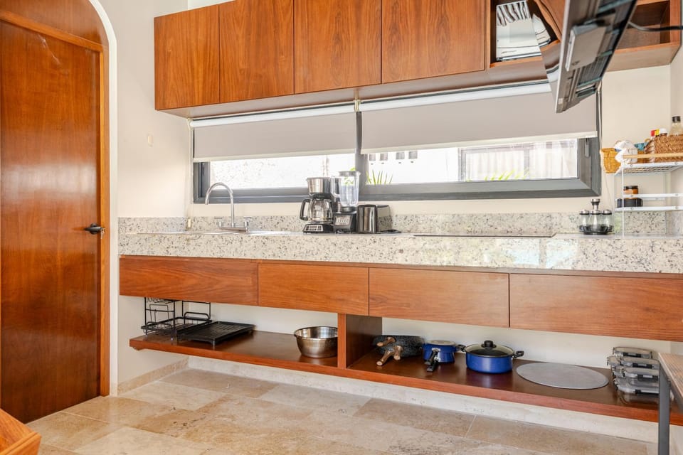 Kitchen or kitchenette, stove