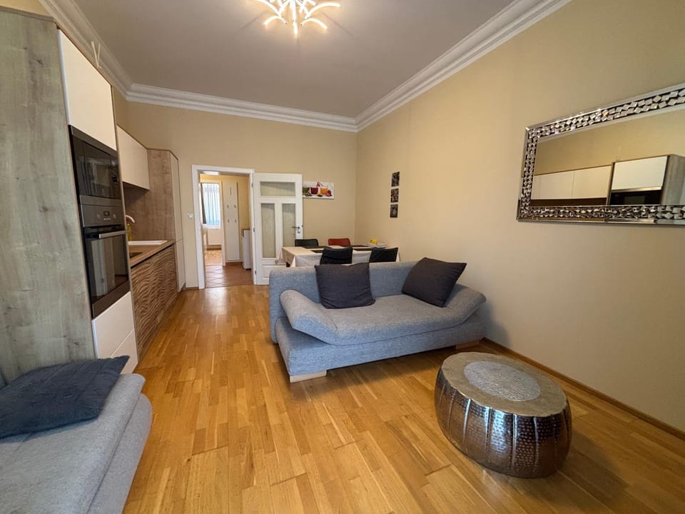 Kitchen or kitchenette, Living room, Seating area