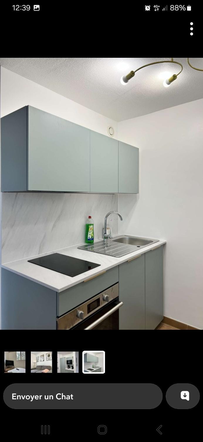 Kitchen or kitchenette, dishwasher, oven, stove