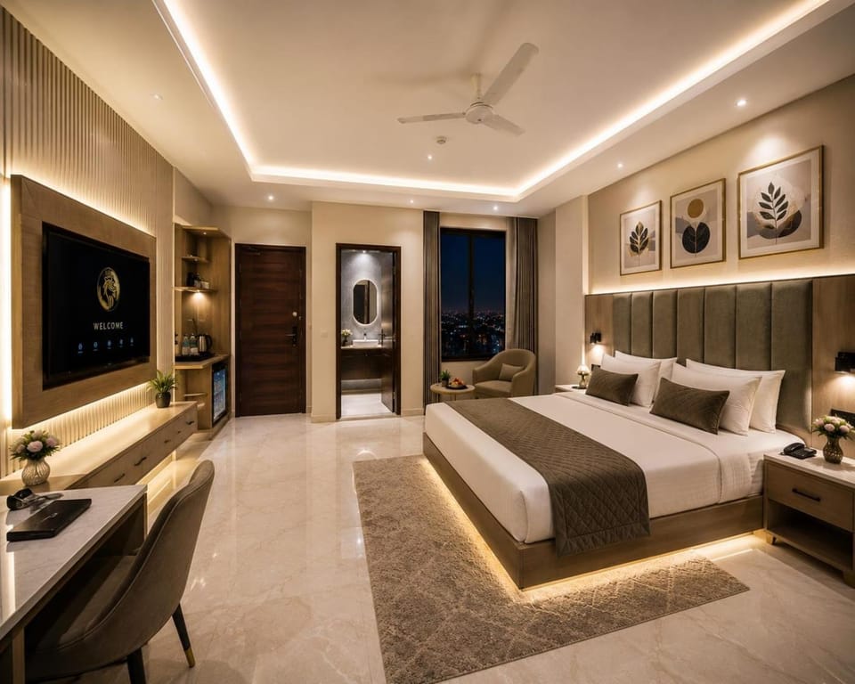 Bed, TV and multimedia, Living room, Photo of the whole room, Bedroom