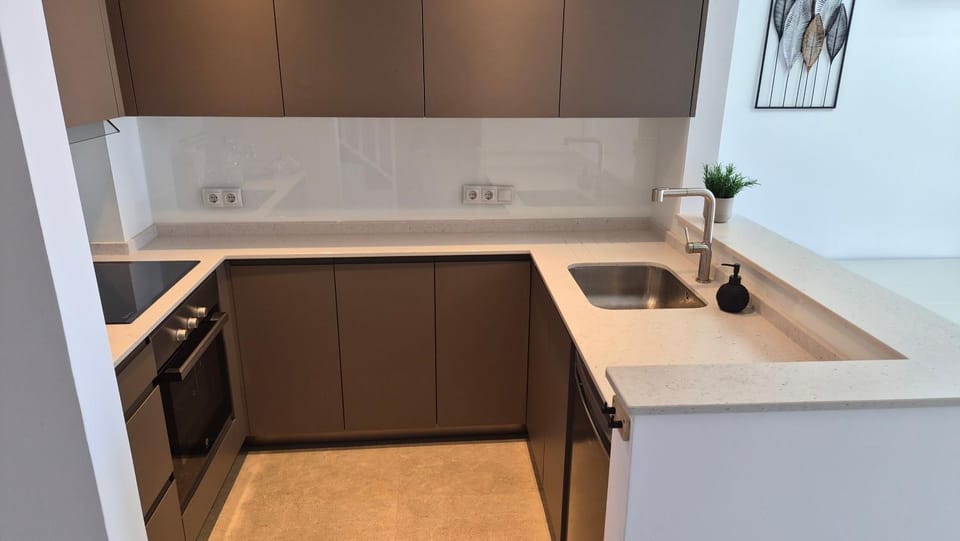 Kitchen or kitchenette, stove