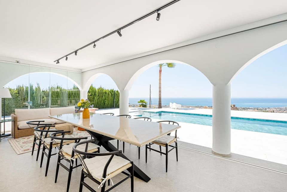 Property building, Living room, Swimming pool