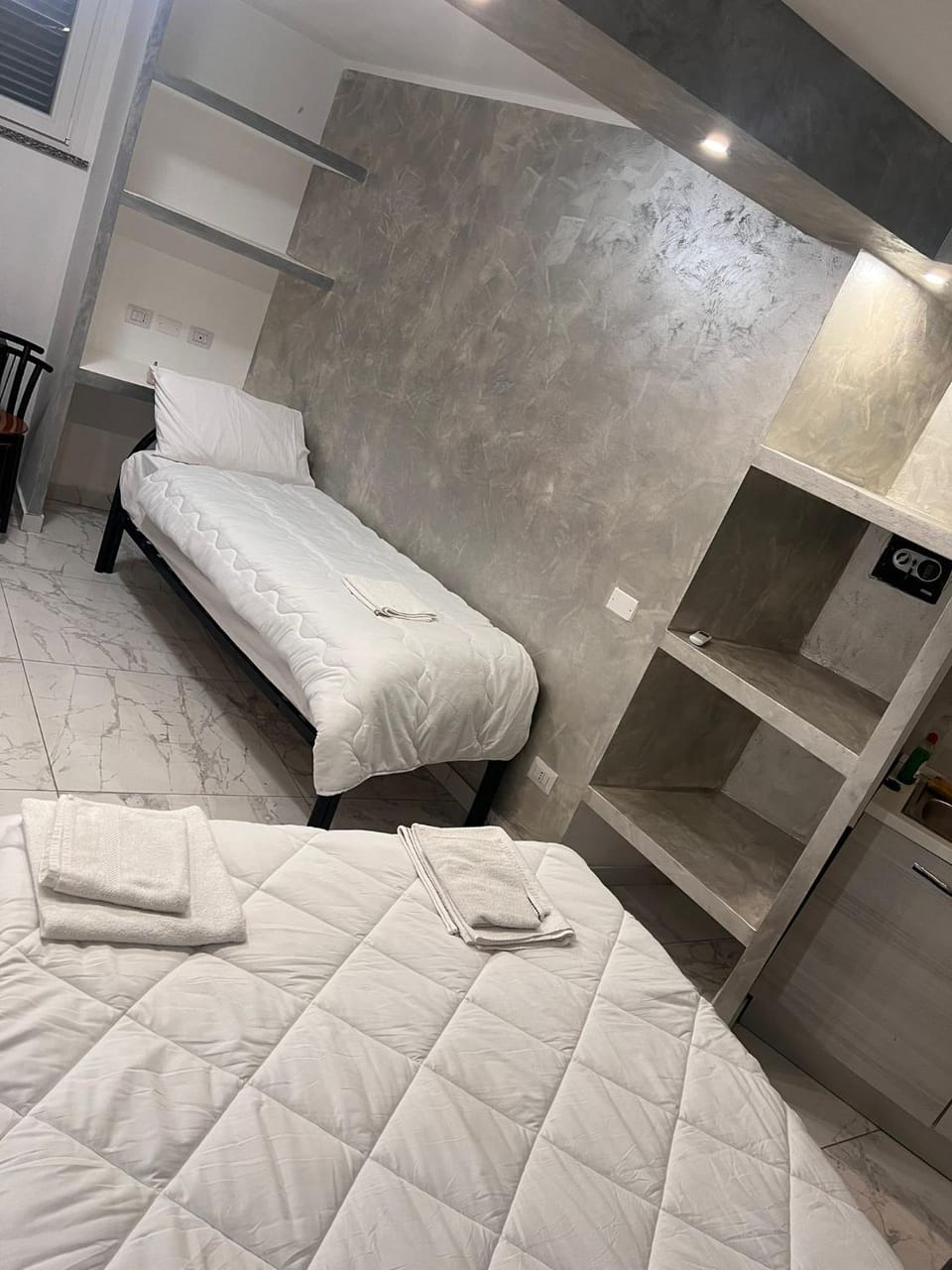 Bed, Photo of the whole room, Bedroom, towels, wardrobe