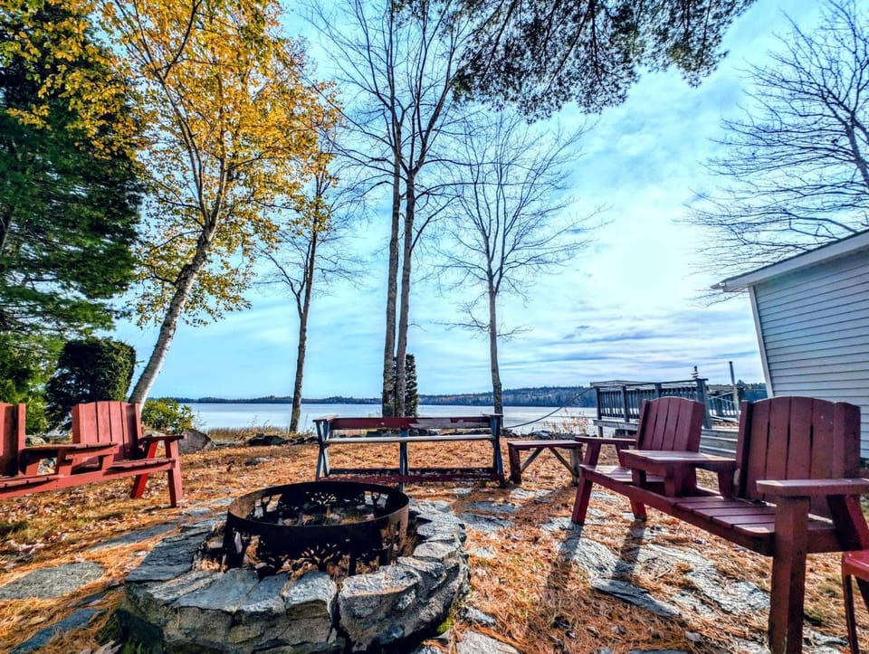 Back of the Moon Lakefront Camp family watersports fire pit 1 dog beach sleeps 8 House in Sullivan