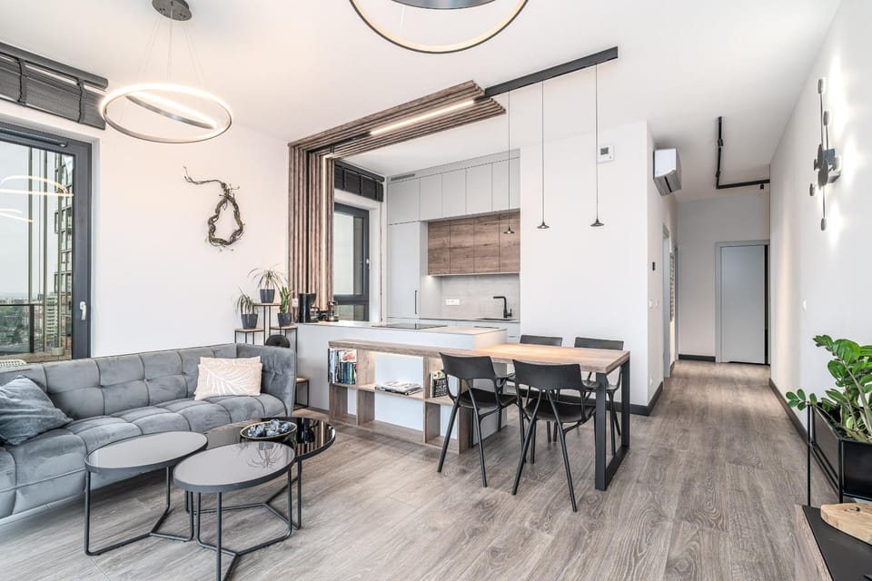 Kitchen or kitchenette, Living room, Dining area