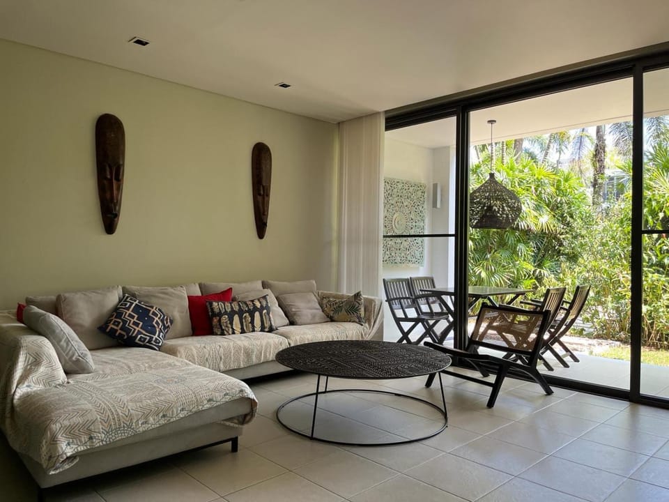 Living room, Seating area, Garden view