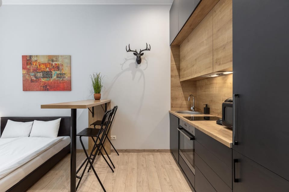 Bed, Kitchen or kitchenette, Photo of the whole room, Bedroom