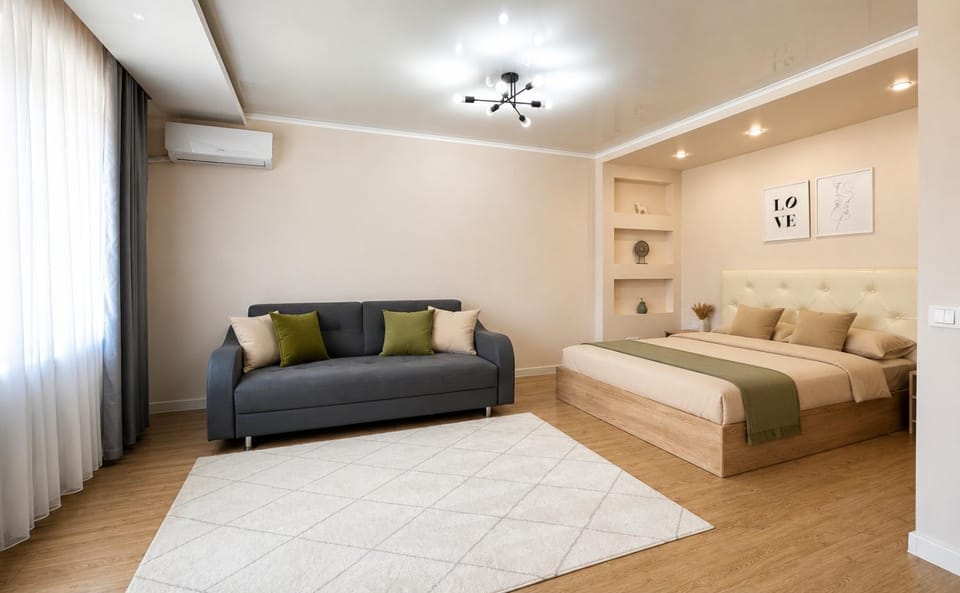 Photo of the whole room, Seating area, air conditioner