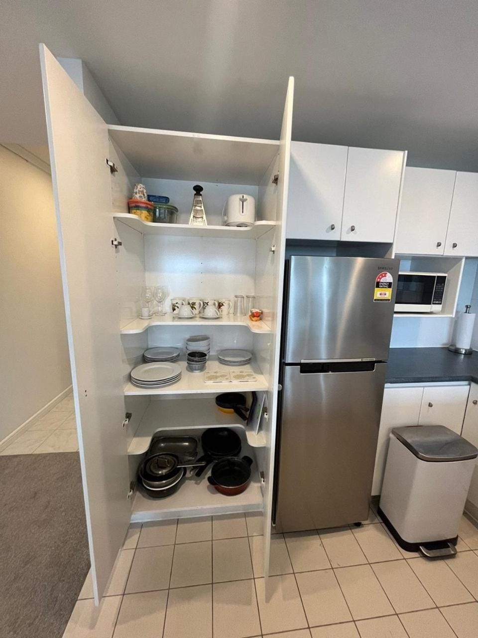 Kitchen or kitchenette, toaster