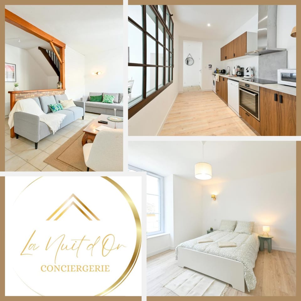 Bed, Property logo or sign, Kitchen or kitchenette, Photo of the whole room, Bedroom, dishwasher, microwave, oven, stove, towels, washing machine
