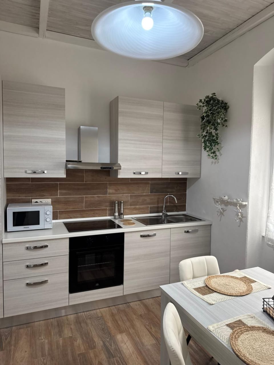 Kitchen or kitchenette, oven