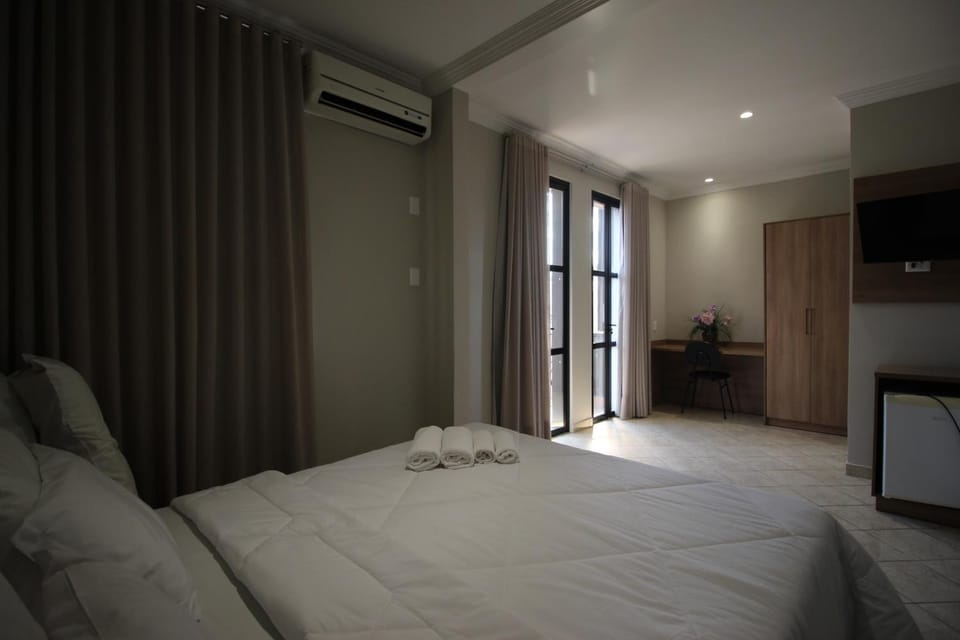 Bed, Photo of the whole room, Bedroom, towels, wardrobe, air conditioner