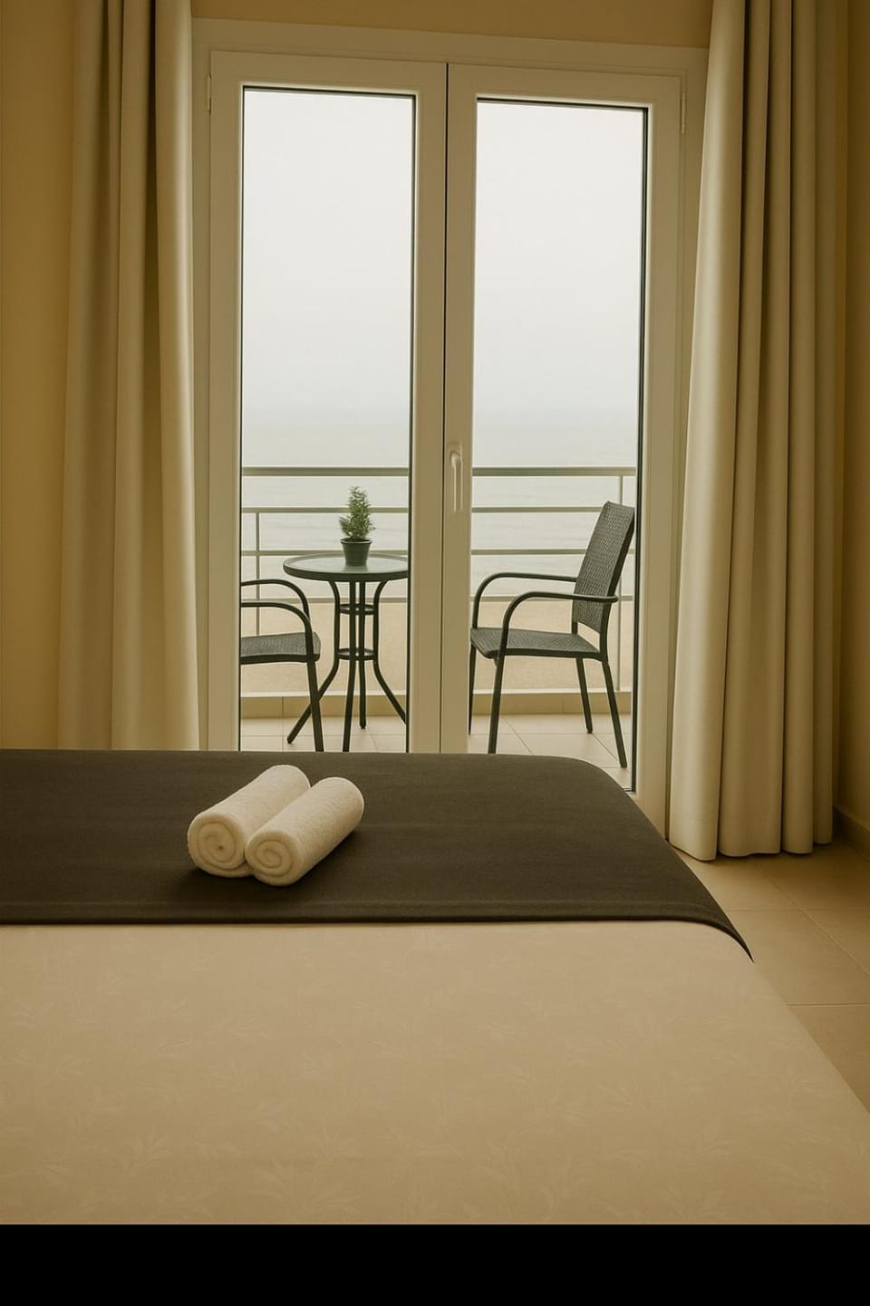 Bed, Natural landscape, Balcony/Terrace, Bedroom, Sea view