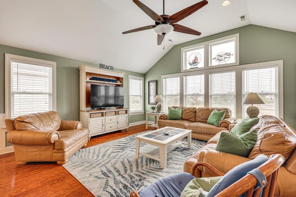 Walk to Beach: Oak Island Oasis w/ Porch! House in Oak Island