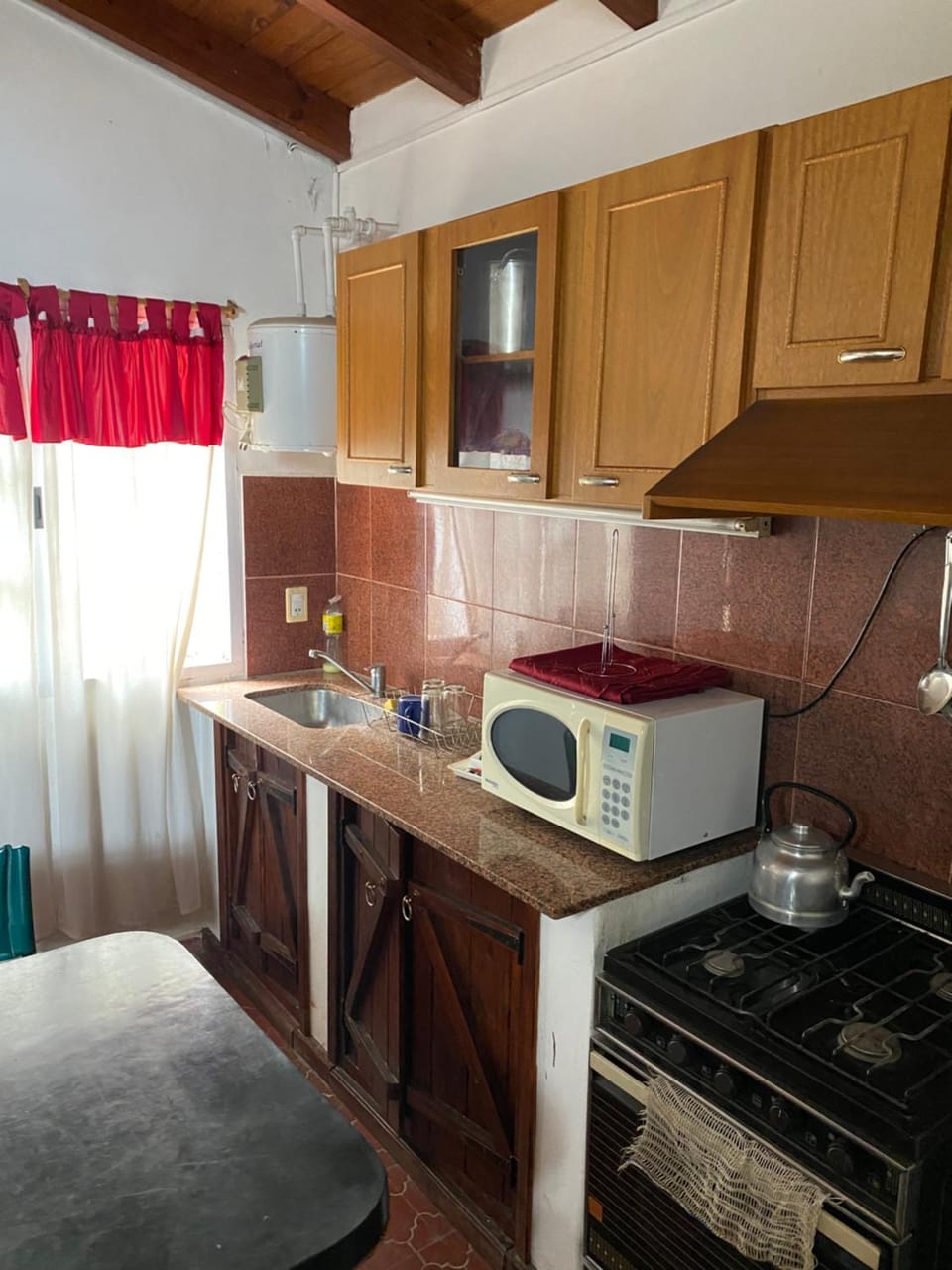 Kitchen or kitchenette, stove