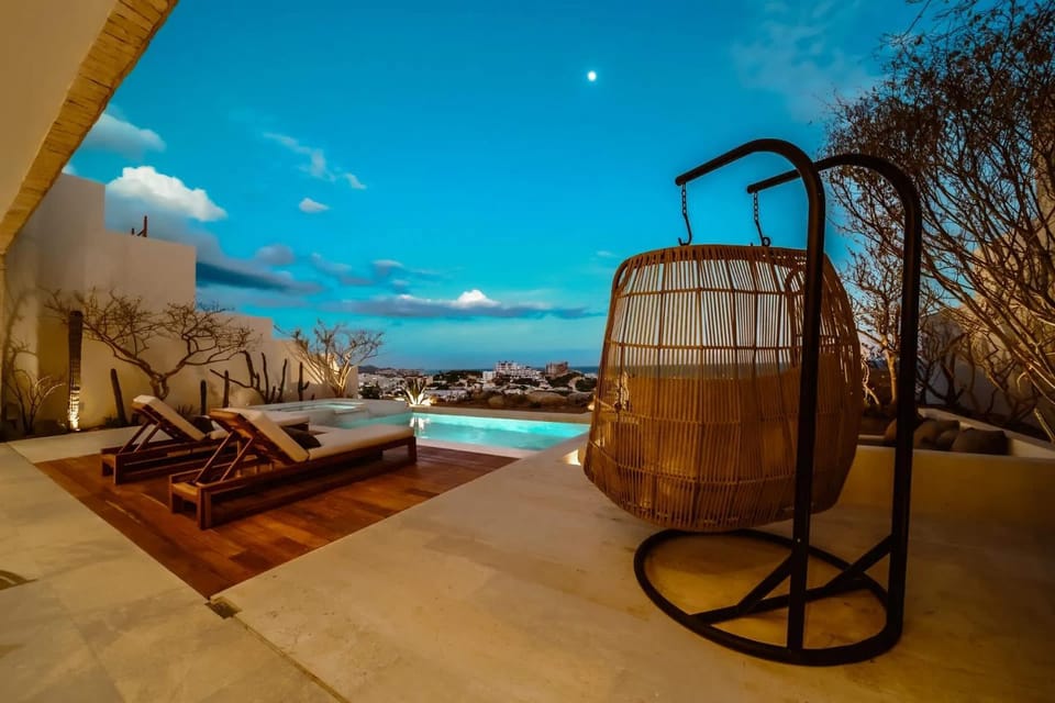 Patio, Night, Natural landscape, Hot Tub, Pool view, Swimming pool