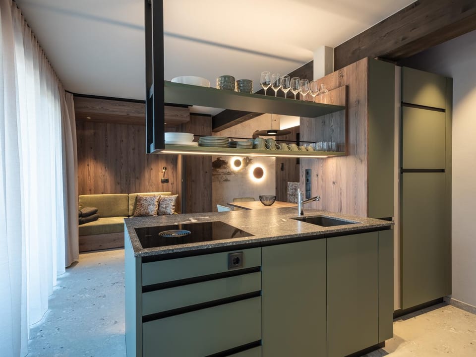 Kitchen or kitchenette, stove