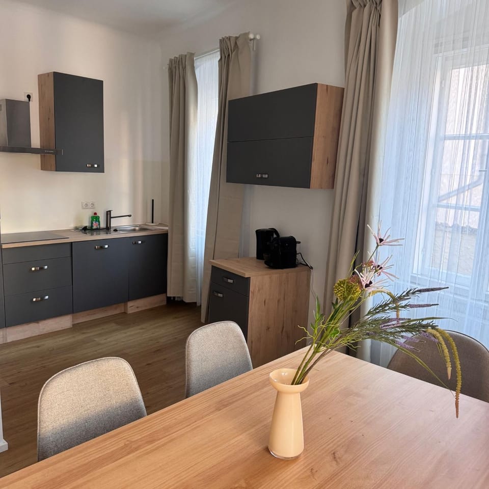 Kitchen or kitchenette, stove