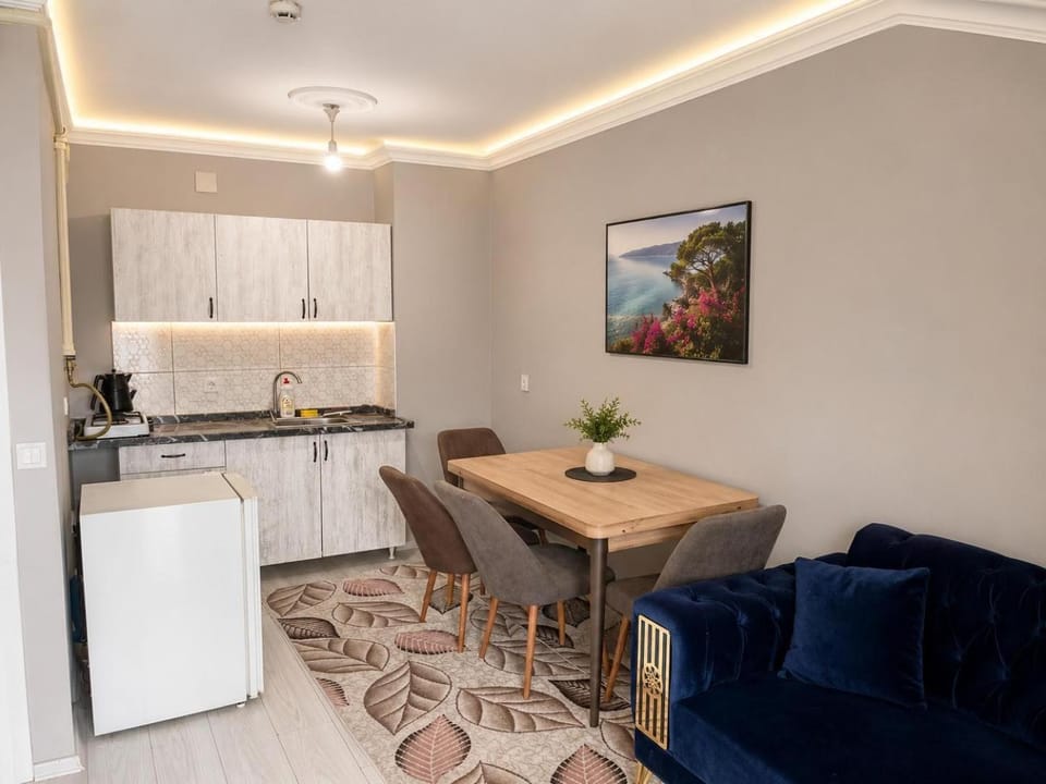 Kitchen or kitchenette, Living room, Seating area, stove