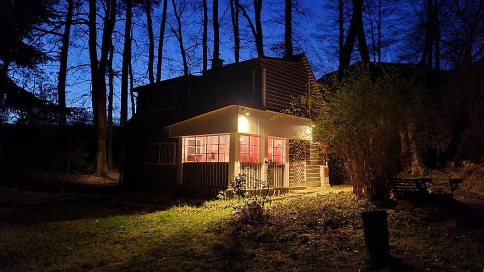 Property building, Night, Natural landscape, Garden view