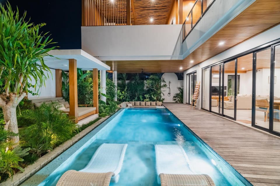 Night, Pool view, Swimming pool