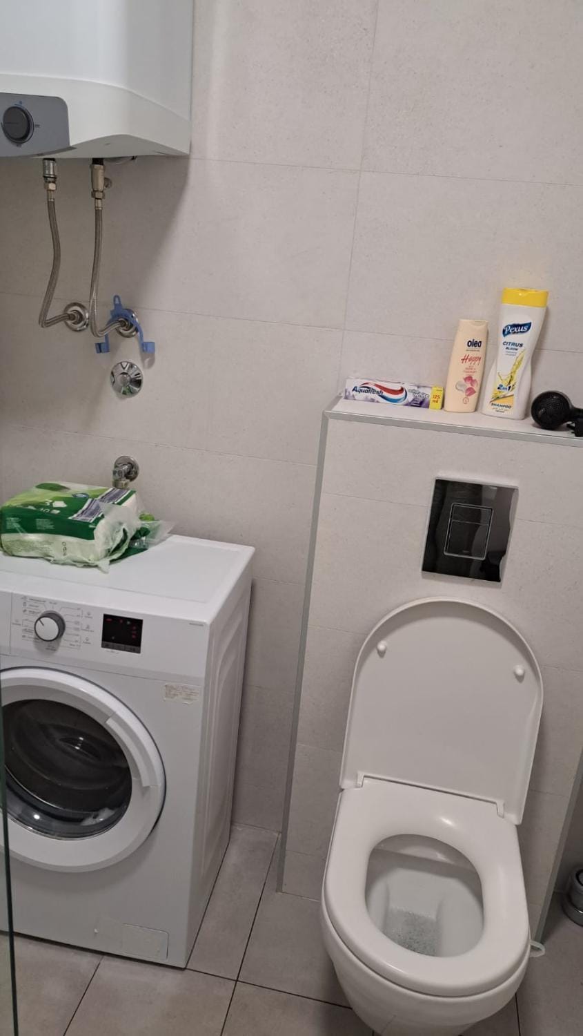 Bathroom, washing machine, dryer