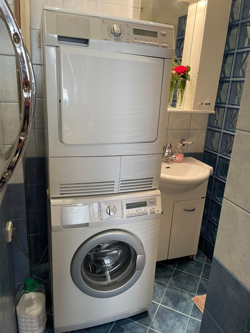Bathroom, washing machine, dryer
