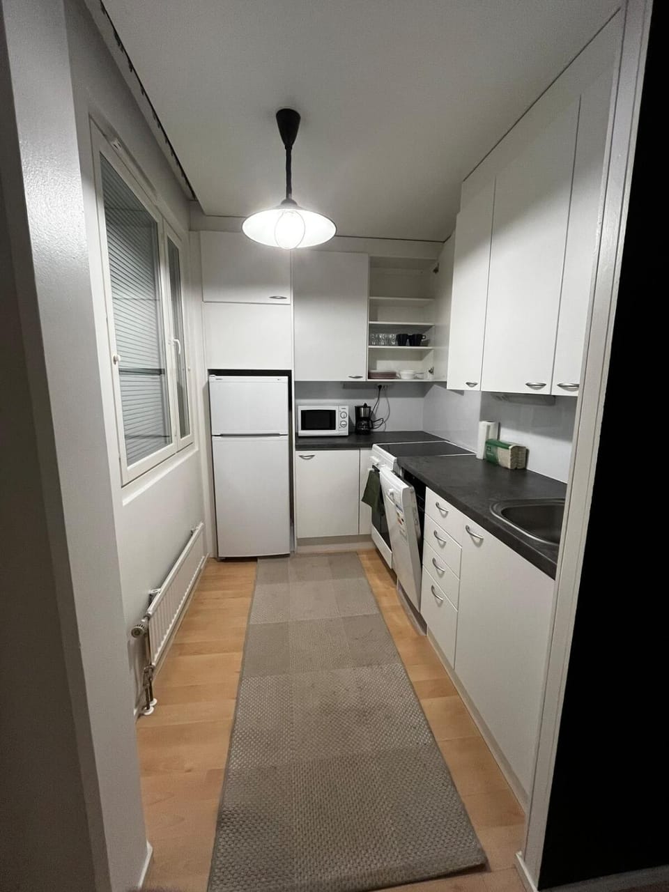 Kitchen or kitchenette, dishwasher, oven, stove