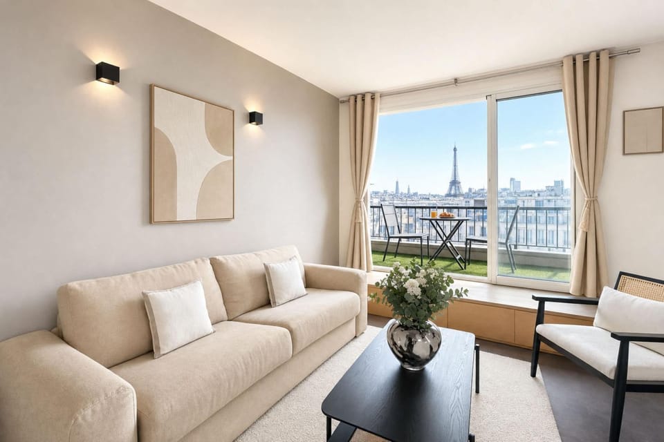 View (from property/room), Balcony/Terrace, Living room, Seating area