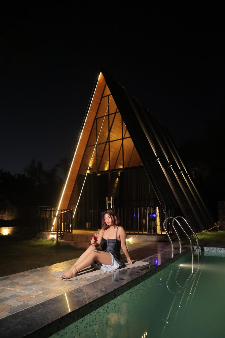 Night, People, Guests, Pool view, Swimming pool
