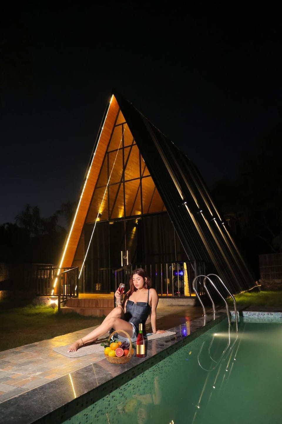 Night, People, Pool view, Swimming pool