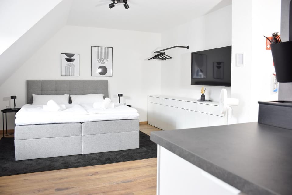 Bed, TV and multimedia, Living room, Photo of the whole room, Bedroom