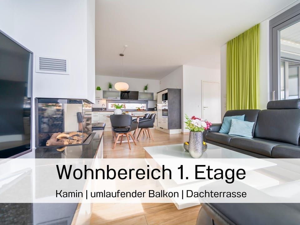 TV and multimedia, Kitchen or kitchenette, Living room, Seating area, Dining area, fireplace
