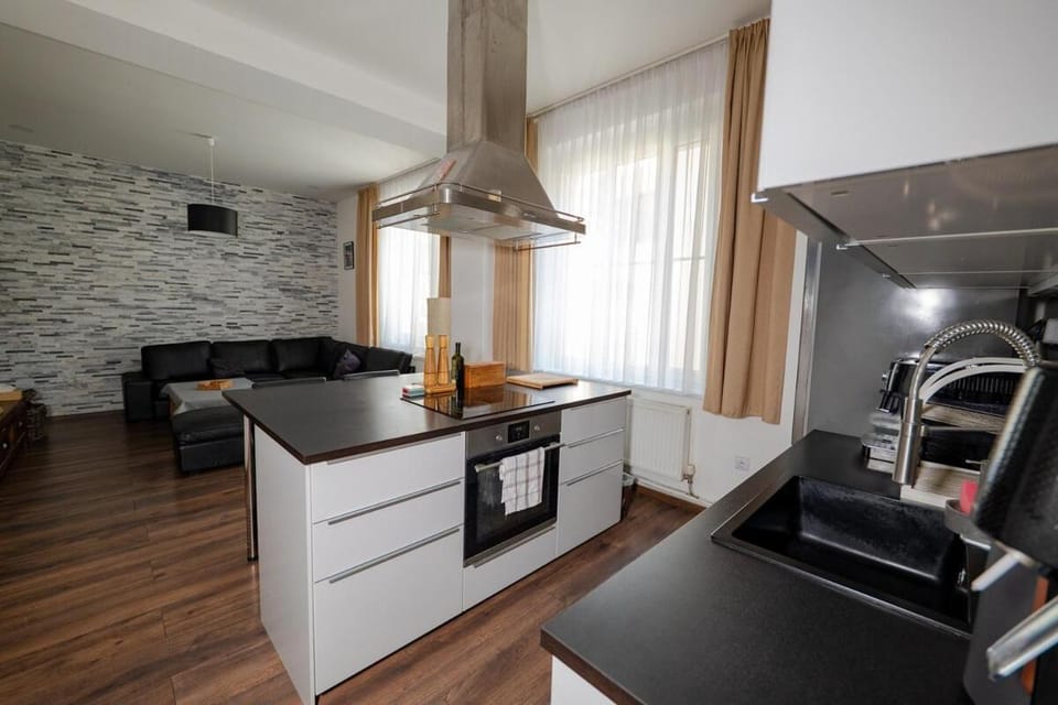 Kitchen or kitchenette, stove