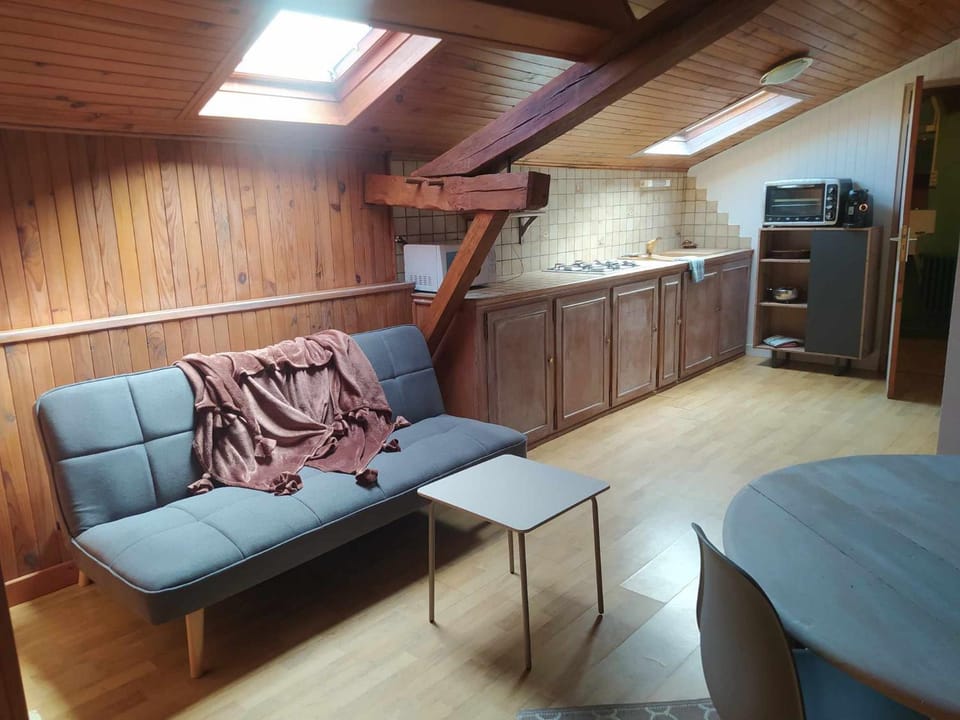 Kitchen or kitchenette, Living room, Seating area, oven